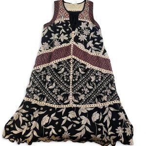 Floreat Anthropologie Crochet Trim Maxi Dress - Women's Size 6 - Boho Romantic